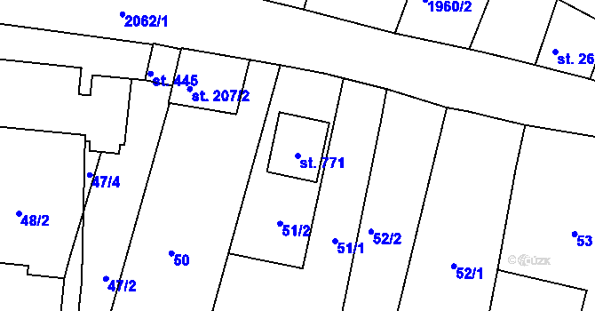 Parcela st. 771 v KÚ Kladruby u Stříbra, Katastrální mapa