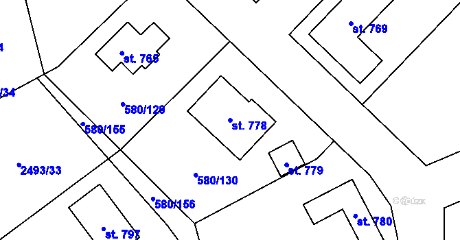 Parcela st. 778 v KÚ Kladruby u Stříbra, Katastrální mapa