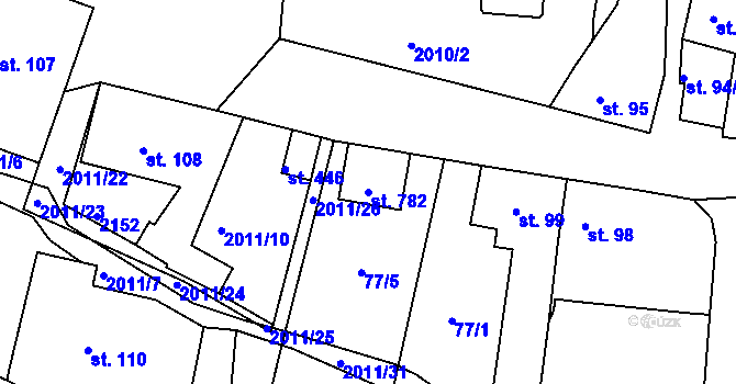 Parcela st. 782 v KÚ Kladruby u Stříbra, Katastrální mapa