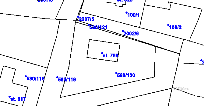 Parcela st. 799 v KÚ Kladruby u Stříbra, Katastrální mapa