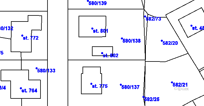 Parcela st. 802 v KÚ Kladruby u Stříbra, Katastrální mapa