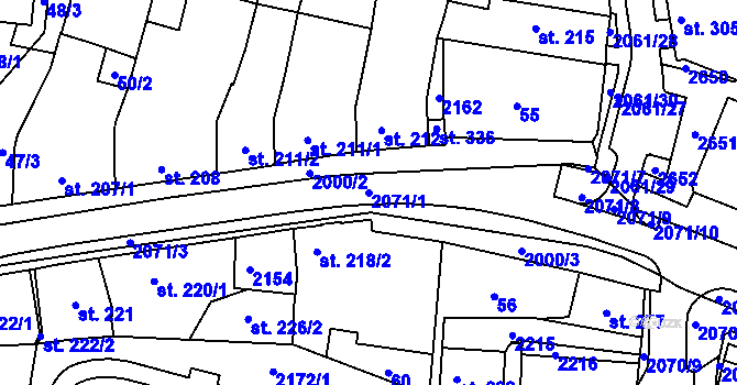 Parcela st. 2071/1 v KÚ Kladruby u Stříbra, Katastrální mapa