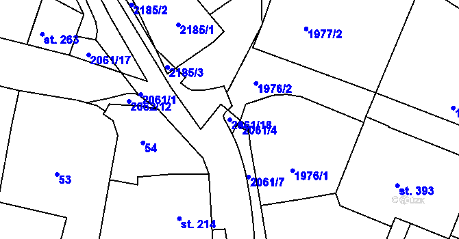 Parcela st. 2061/18 v KÚ Kladruby u Stříbra, Katastrální mapa
