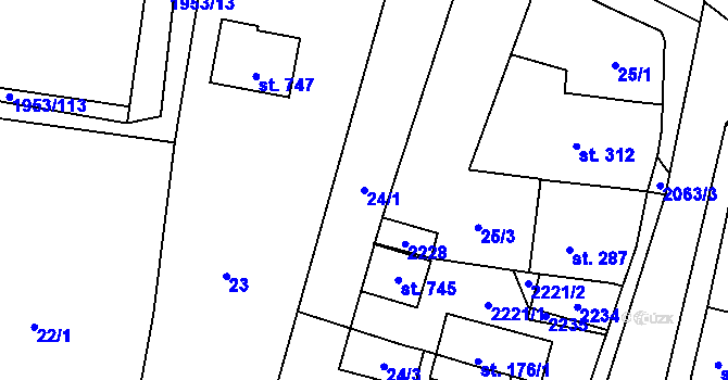 Parcela st. 24/1 v KÚ Kladruby u Stříbra, Katastrální mapa