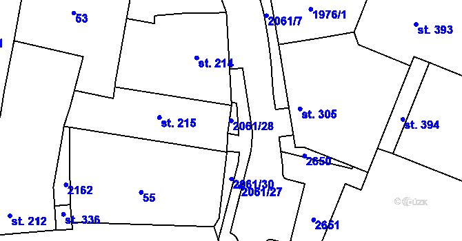 Parcela st. 2061/28 v KÚ Kladruby u Stříbra, Katastrální mapa