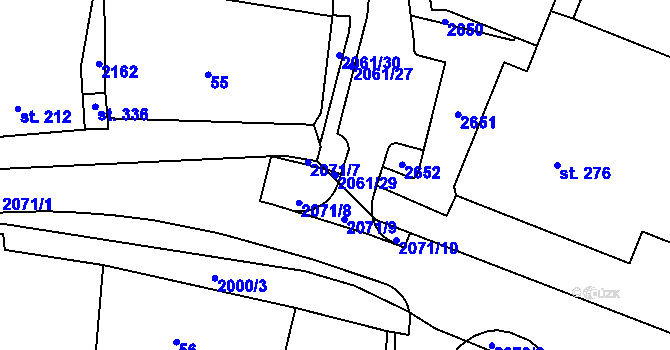 Parcela st. 2061/29 v KÚ Kladruby u Stříbra, Katastrální mapa
