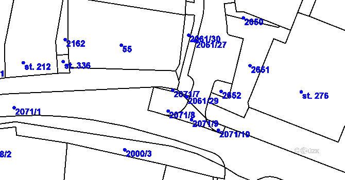 Parcela st. 2071/7 v KÚ Kladruby u Stříbra, Katastrální mapa