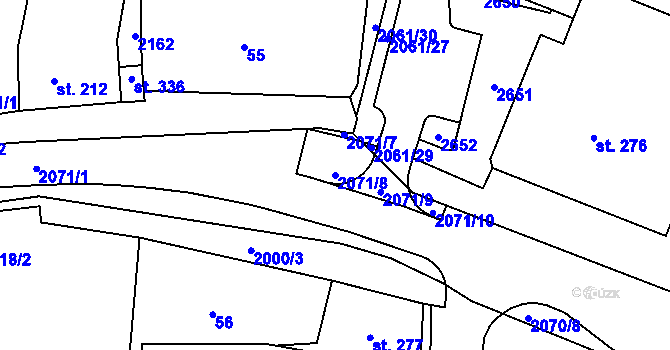 Parcela st. 2071/8 v KÚ Kladruby u Stříbra, Katastrální mapa