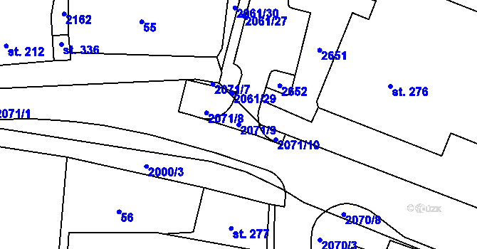 Parcela st. 2071/9 v KÚ Kladruby u Stříbra, Katastrální mapa