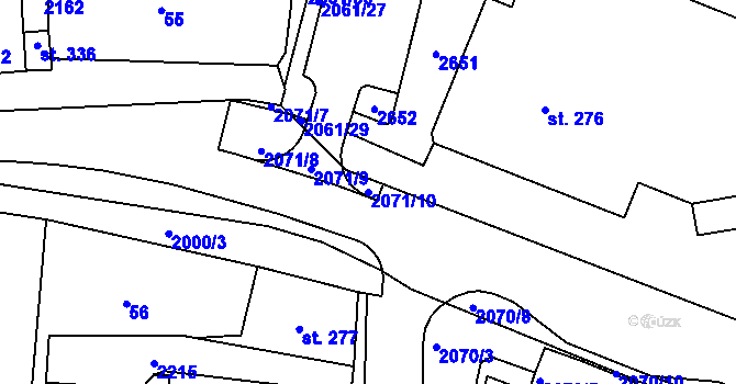 Parcela st. 2071/10 v KÚ Kladruby u Stříbra, Katastrální mapa