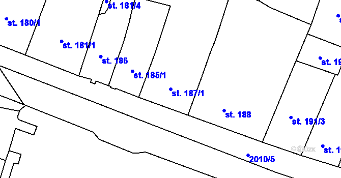 Parcela st. 187/1 v KÚ Kladruby u Stříbra, Katastrální mapa