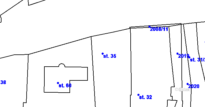 Parcela st. 35 v KÚ Láz u Kladrub, Katastrální mapa