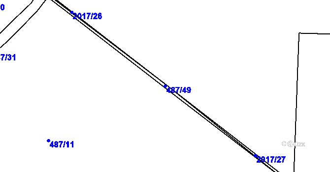 Parcela st. 487/49 v KÚ Láz u Kladrub, Katastrální mapa