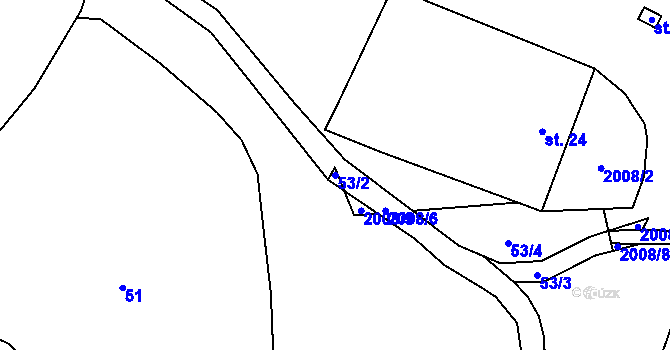 Parcela st. 53/2 v KÚ Láz u Kladrub, Katastrální mapa