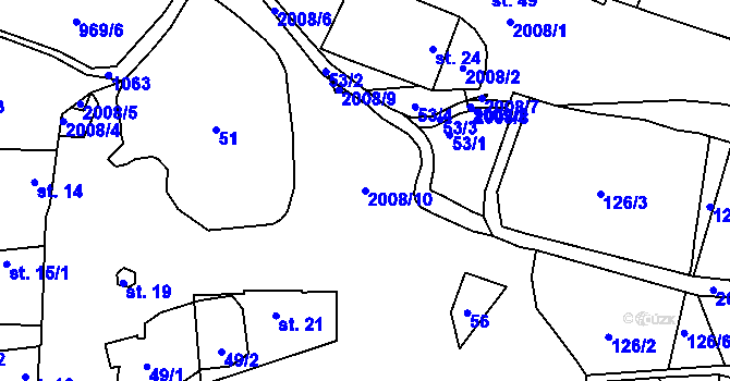 Parcela st. 2008/10 v KÚ Láz u Kladrub, Katastrální mapa