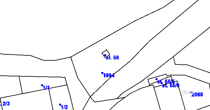 Parcela st. 56 v KÚ Milevo, Katastrální mapa