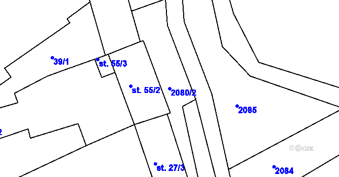 Parcela st. 2080/2 v KÚ Milevo, Katastrální mapa