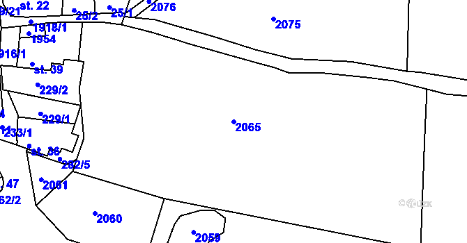 Parcela st. 2065 v KÚ Milevo, Katastrální mapa
