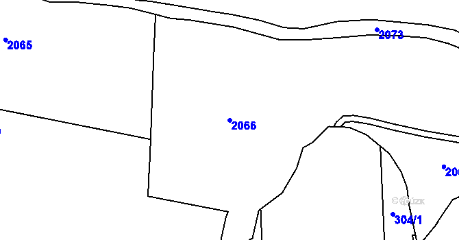 Parcela st. 2066 v KÚ Milevo, Katastrální mapa
