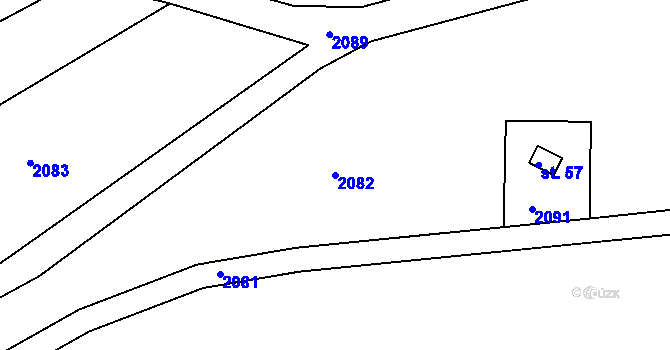 Parcela st. 2082 v KÚ Milevo, Katastrální mapa