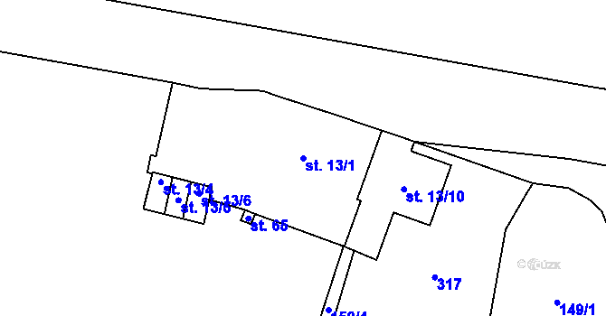 Parcela st. 13/1 v KÚ Pozorka u Kladrub, Katastrální mapa