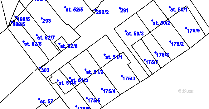 Parcela st. 51/1 v KÚ Pozorka u Kladrub, Katastrální mapa