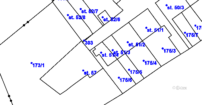 Parcela st. 51/4 v KÚ Pozorka u Kladrub, Katastrální mapa