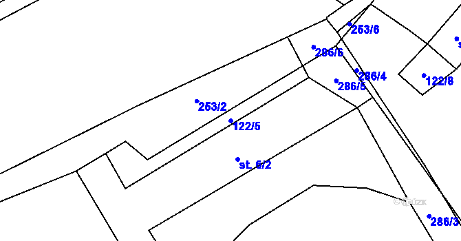 Parcela st. 122/5 v KÚ Pozorka u Kladrub, Katastrální mapa