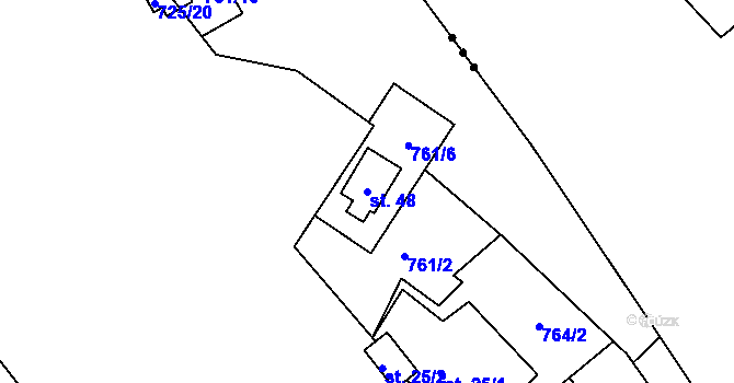 Parcela st. 48 v KÚ Vrbice u Stříbra, Katastrální mapa