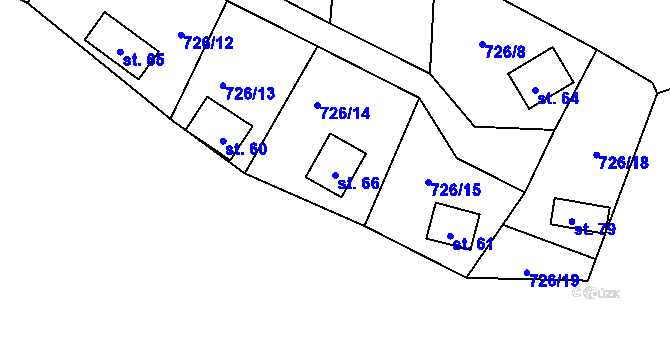 Parcela st. 66 v KÚ Vrbice u Stříbra, Katastrální mapa