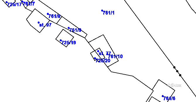 Parcela st. 77 v KÚ Vrbice u Stříbra, Katastrální mapa
