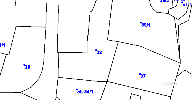 Parcela st. 32 v KÚ Vrbice u Stříbra, Katastrální mapa
