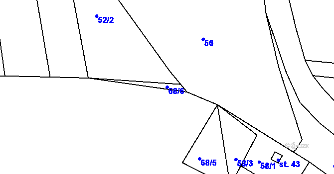 Parcela st. 68/6 v KÚ Vrbice u Stříbra, Katastrální mapa