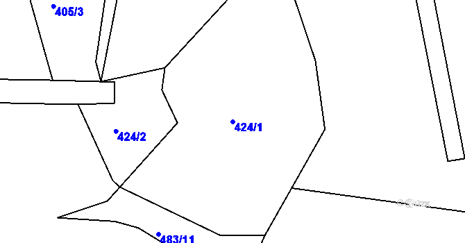 Parcela st. 424/1 v KÚ Vrbice u Stříbra, Katastrální mapa
