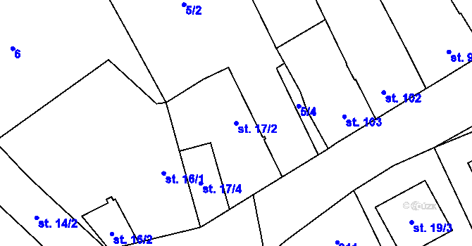Parcela st. 17/2 v KÚ Kladruby u Teplic, Katastrální mapa