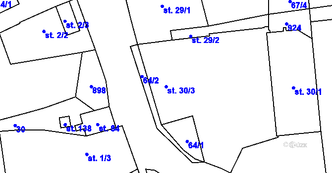 Parcela st. 30/3 v KÚ Kladruby u Teplic, Katastrální mapa