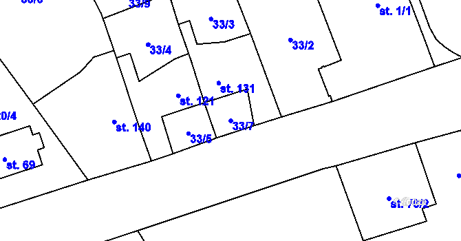 Parcela st. 33/7 v KÚ Kladruby u Teplic, Katastrální mapa