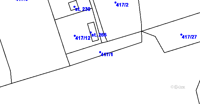 Parcela st. 417/1 v KÚ Kladruby u Teplic, Katastrální mapa