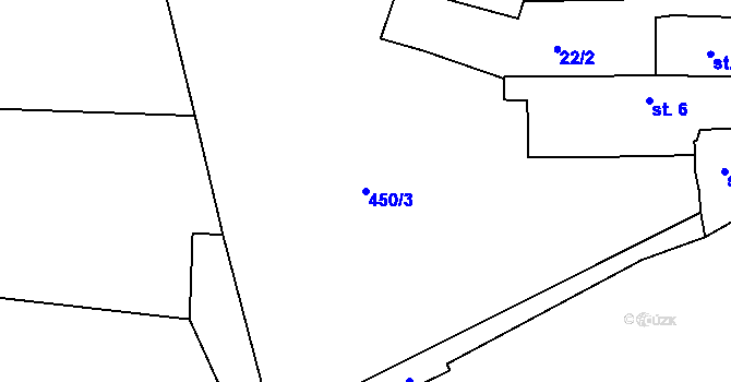 Parcela st. 450/3 v KÚ Kladruby u Teplic, Katastrální mapa
