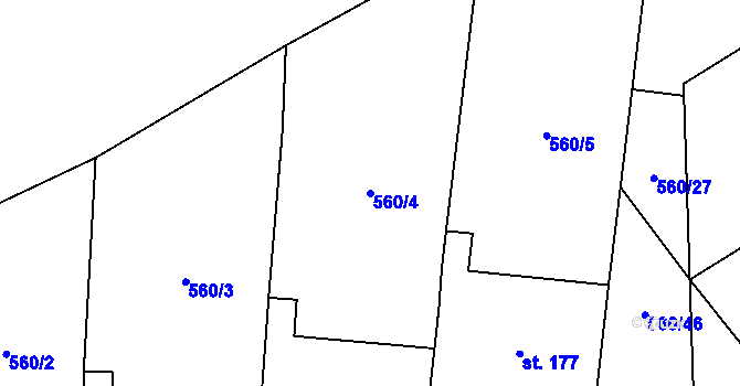 Parcela st. 560/4 v KÚ Kladruby u Teplic, Katastrální mapa