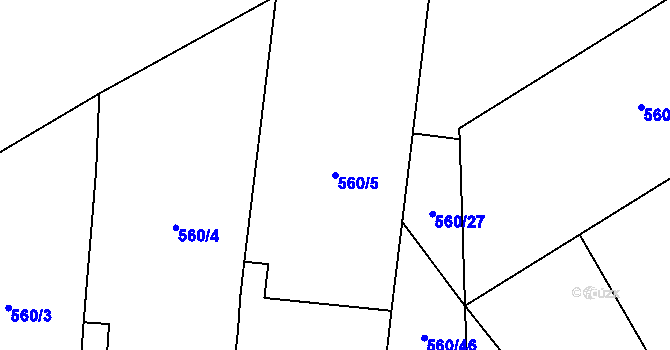 Parcela st. 560/5 v KÚ Kladruby u Teplic, Katastrální mapa
