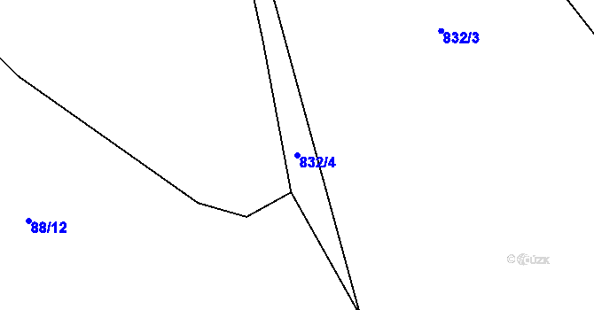 Parcela st. 832/4 v KÚ Kladruby u Teplic, Katastrální mapa