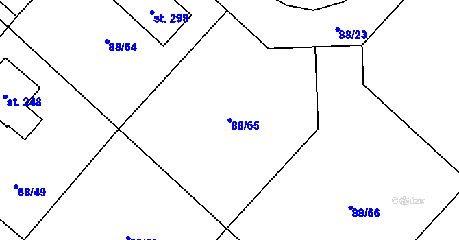 Parcela st. 88/65 v KÚ Kladruby u Teplic, Katastrální mapa