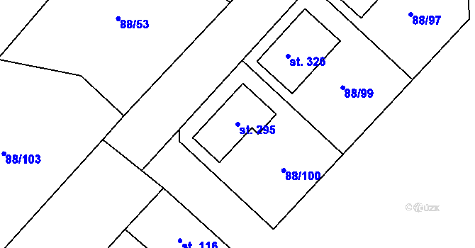Parcela st. 295 v KÚ Kladruby u Teplic, Katastrální mapa