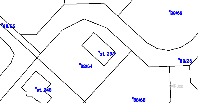 Parcela st. 298 v KÚ Kladruby u Teplic, Katastrální mapa