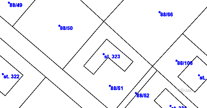 Parcela st. 323 v KÚ Kladruby u Teplic, Katastrální mapa