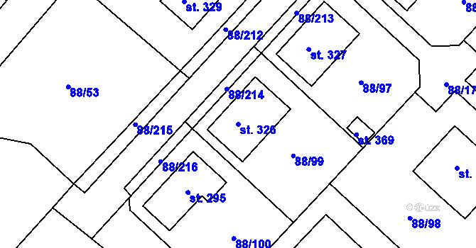 Parcela st. 326 v KÚ Kladruby u Teplic, Katastrální mapa