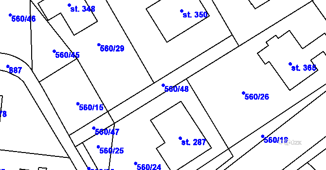 Parcela st. 560/48 v KÚ Kladruby u Teplic, Katastrální mapa