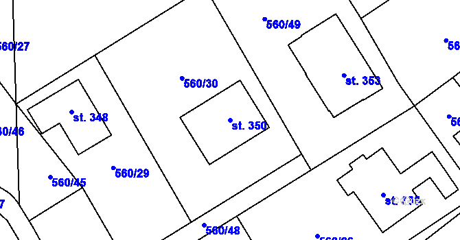 Parcela st. 350 v KÚ Kladruby u Teplic, Katastrální mapa