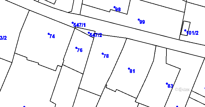 Parcela st. 78 v KÚ Kladruby nad Labem, Katastrální mapa